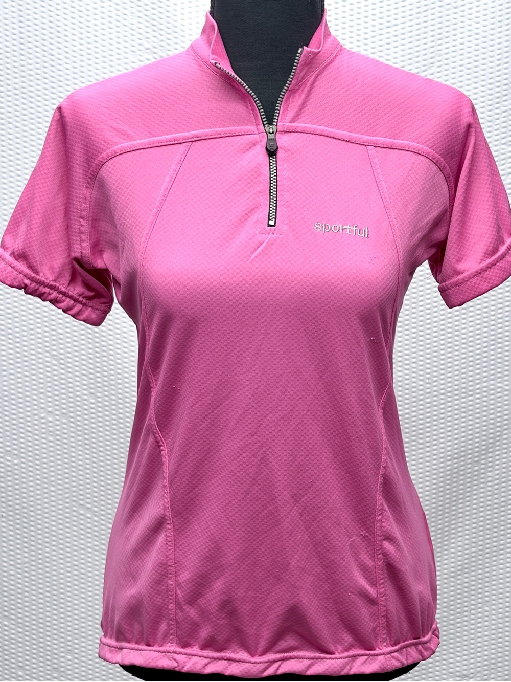 Sportful Cycling Jersey Women’s L Pink Short Sleeve Bike Top Pockets Zip